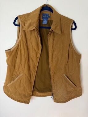 Faconnable Quilted Tan/Brown Men's Sleeveless Vest Size Large Polyester lined